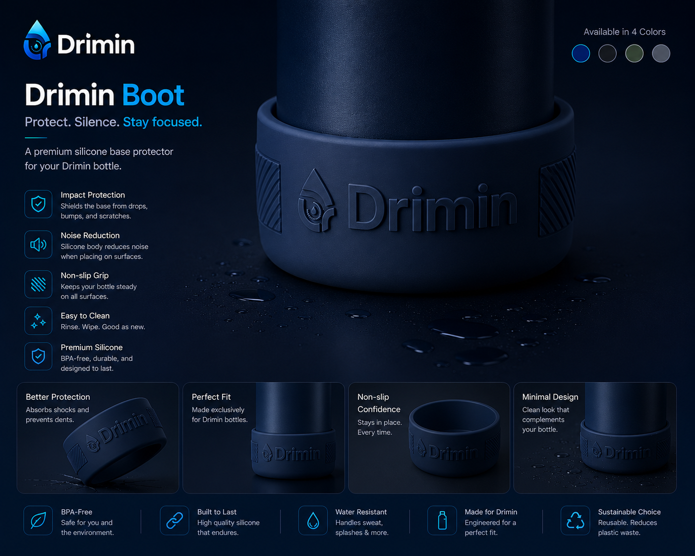 Drimin silicone base boot protector for bottles